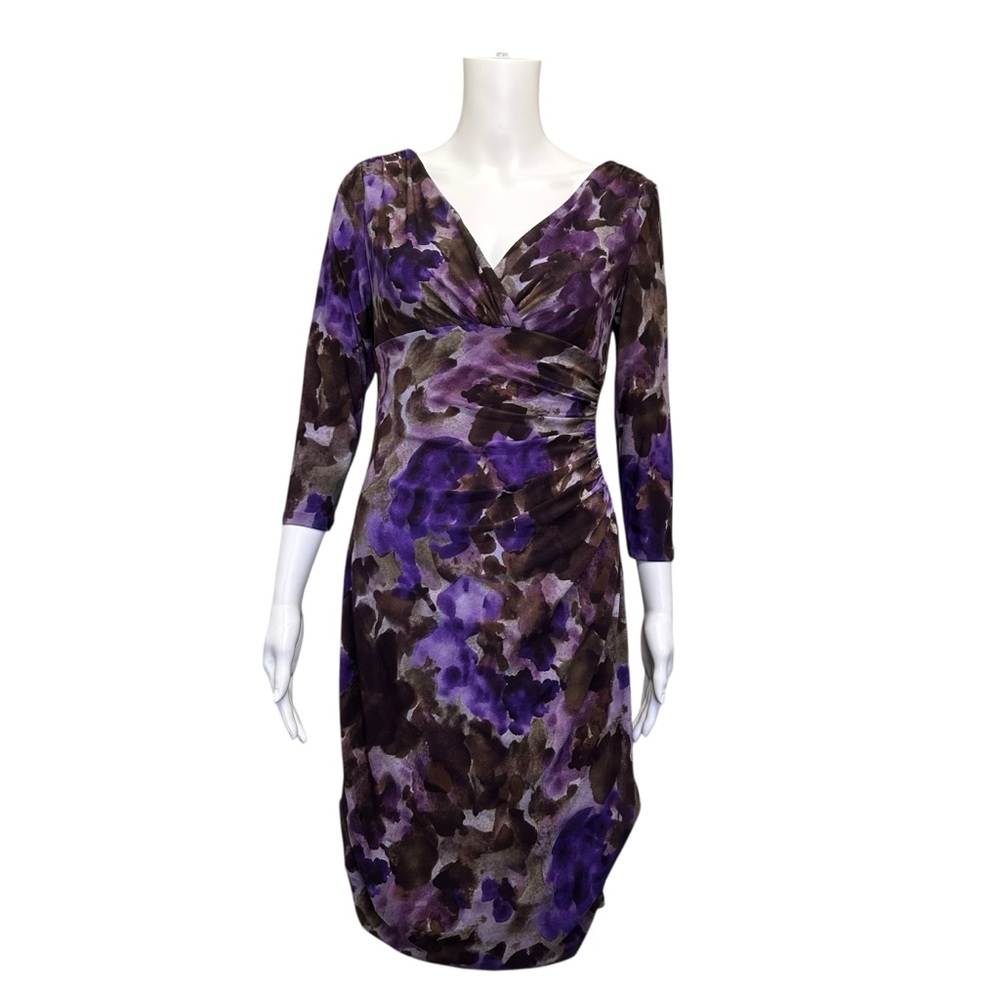 American Living Purple Floral Faux Wrap V-Neck Dress Size 4